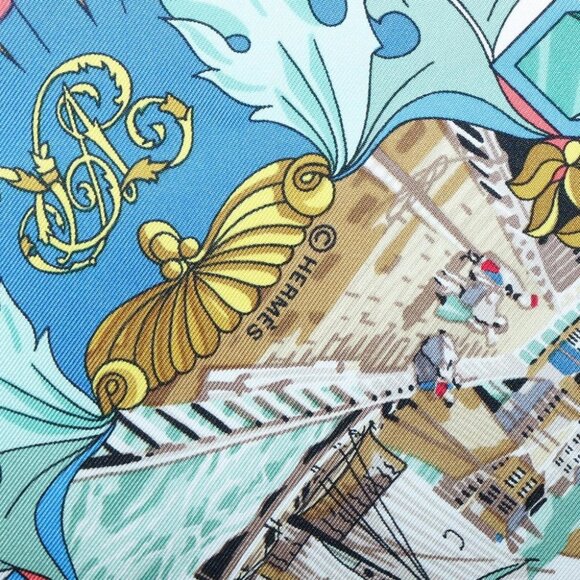 HERMES Carre 90 Scarf ""LENTENTE CORDIALE"" Silk Red White Auth - Picture 8 of 16